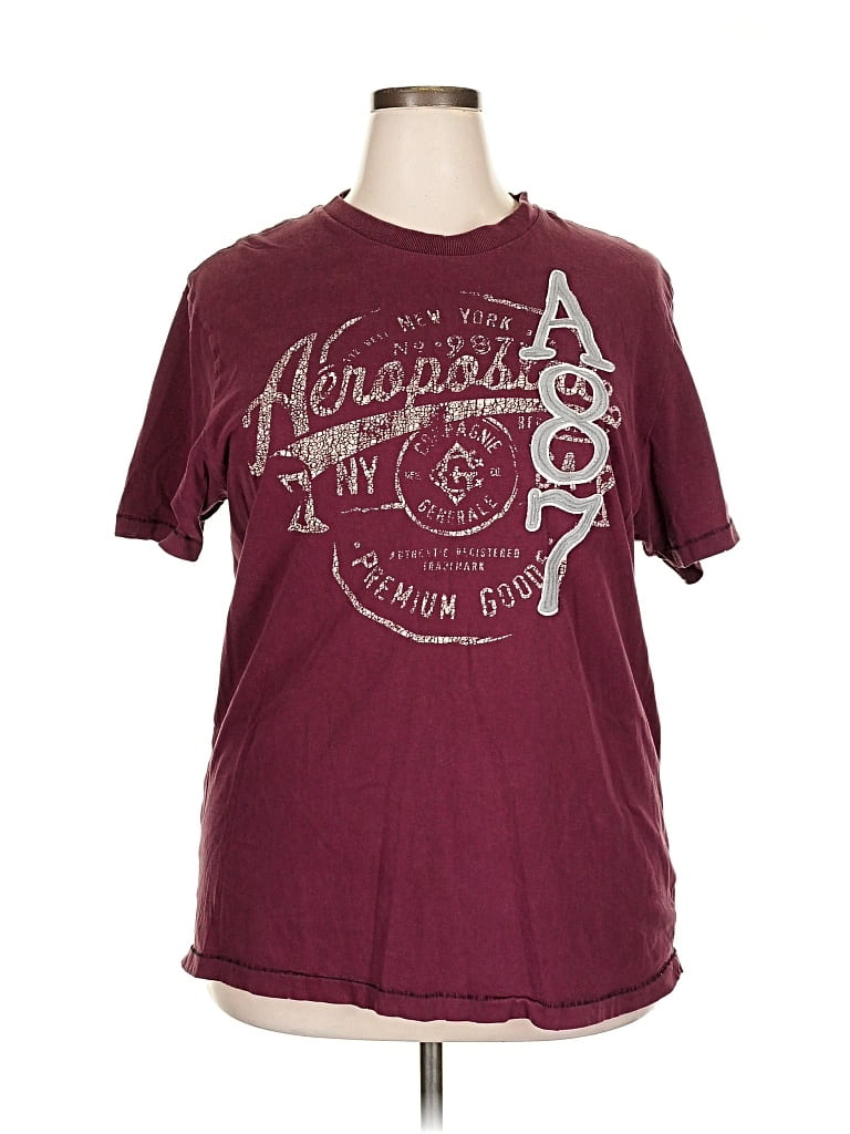 Pre-owned Aéropostale Short Sleeve T-shirt In Burgundy