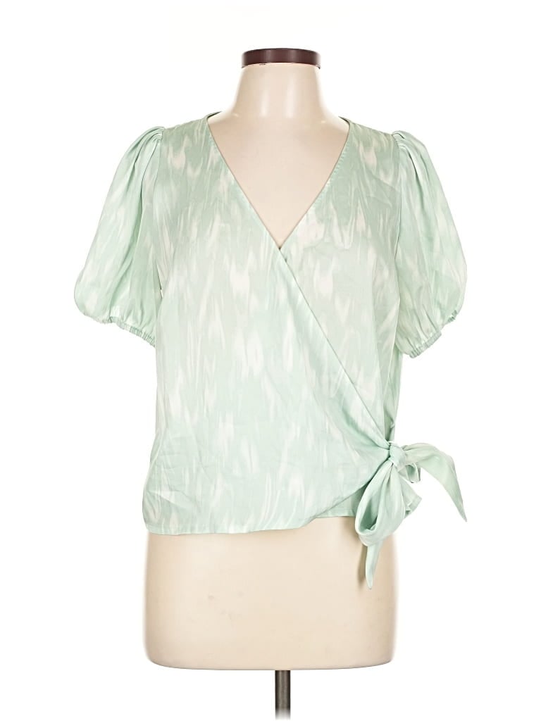 Pre-owned Nine West Short Sleeve Blouse In Green