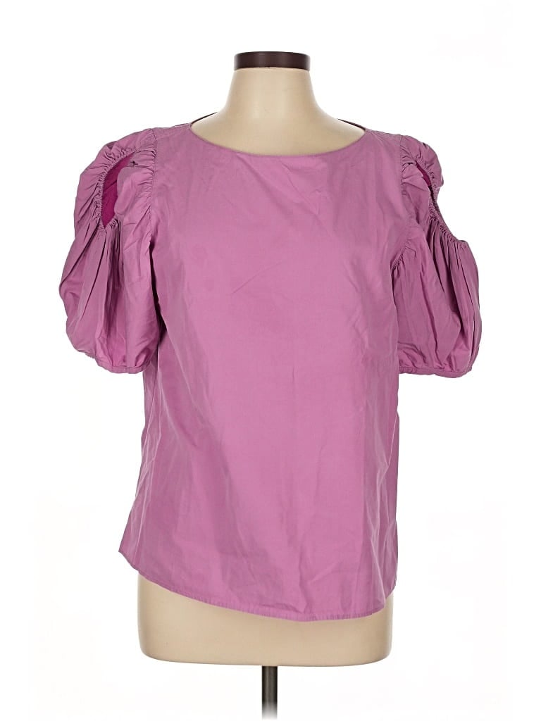 Pre-owned Lafayette 148 Short Sleeve Blouse In Pink