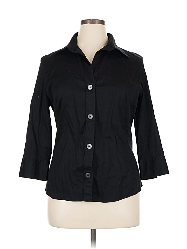 Pre-owned Banana Republic 3/4 Sleeve Button Down Shirt In Black