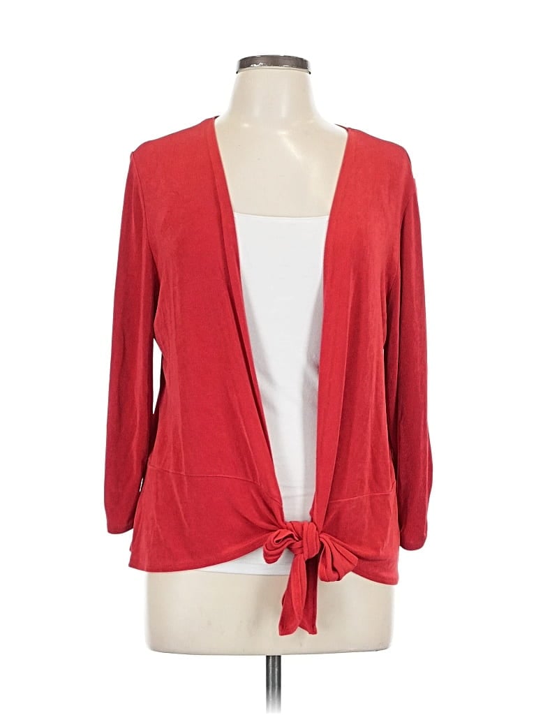 Pre-owned Travelers By Chico's Cardigan Sweater In Red