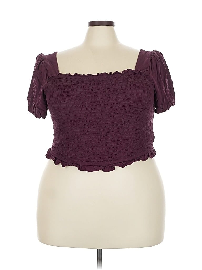 Pre-owned Torrid Short Sleeve Top Burgundy Strapless Neckline Tops