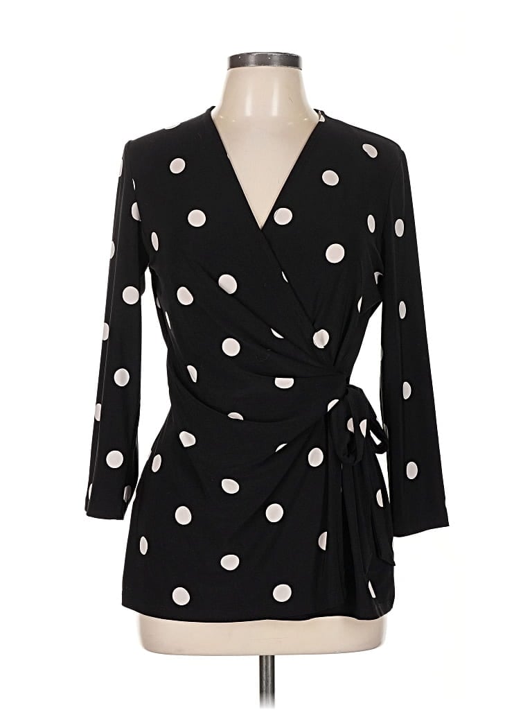 Pre-owned Anne Klein Long Sleeve Blouse In Black