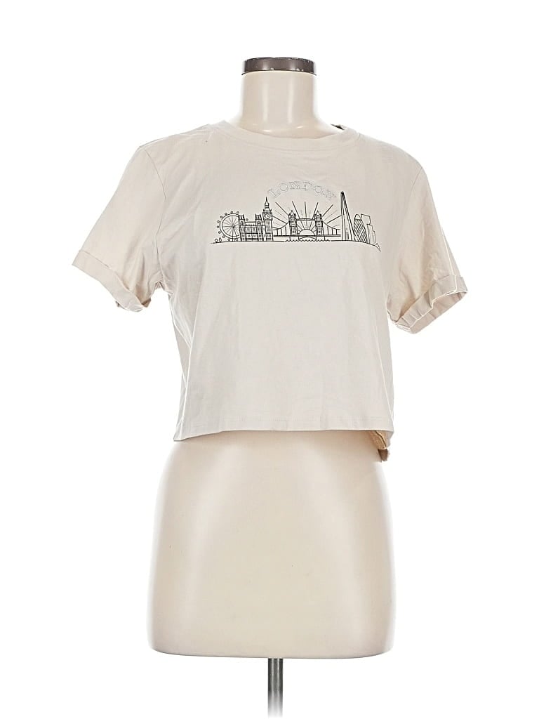 Pre-owned Love Peace & Lazy Days Short Sleeve T-shirt In White