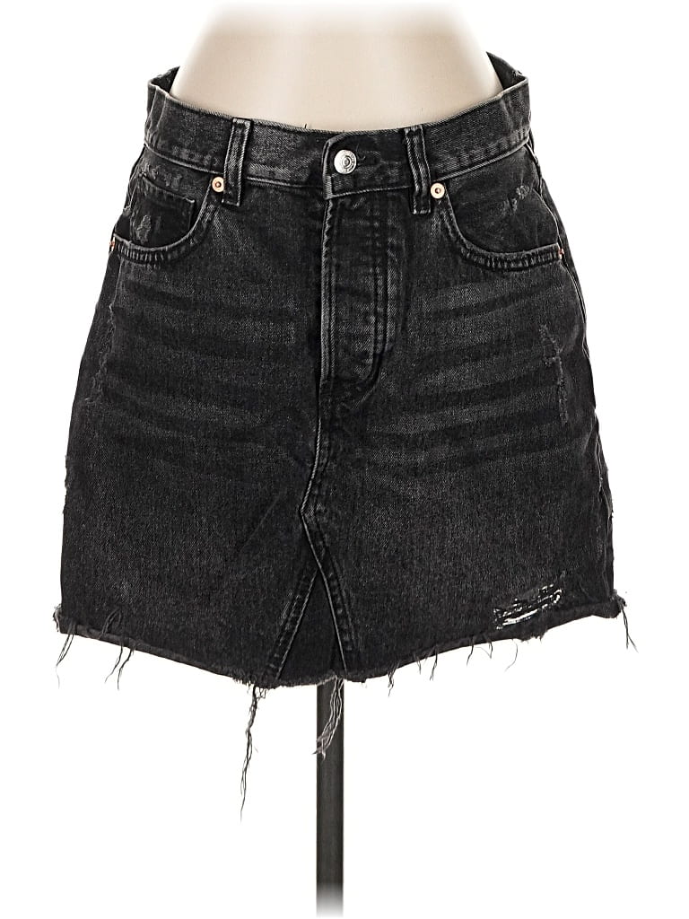 Pre-owned Mng Denim Skirt In Black