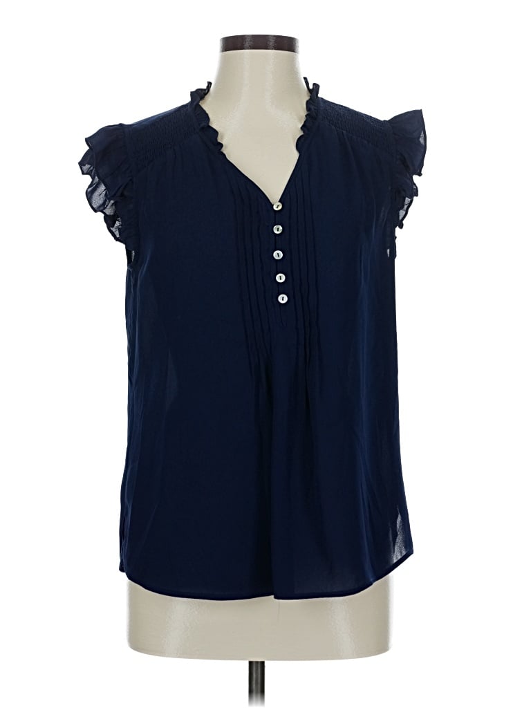 Pre-owned Daniel Rainn Short Sleeve Blouse In Blue