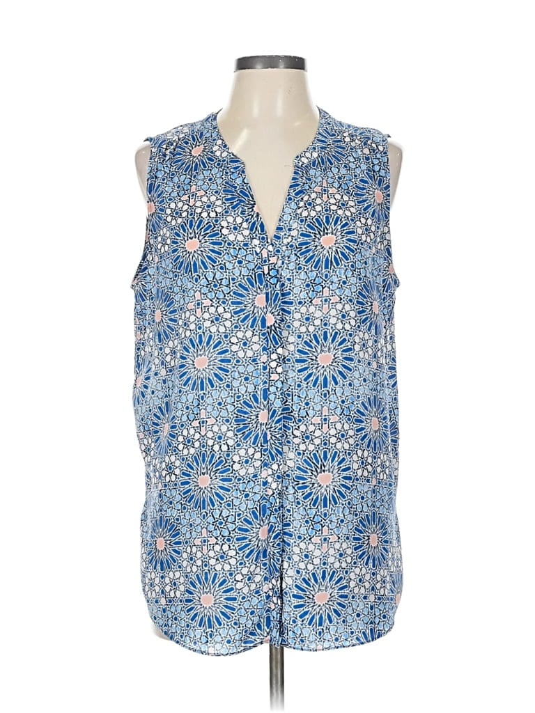 Pre-owned Not Your Daughter's Jeans Sleeveless Button Down Shirt In Blue