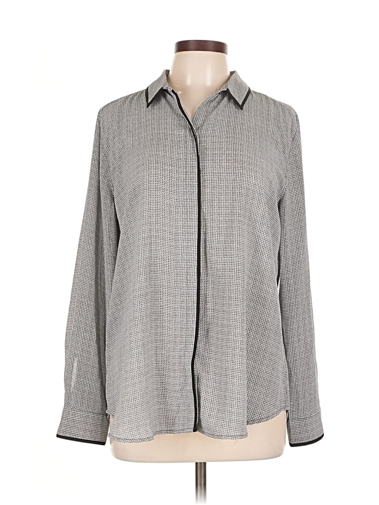 Pre-owned Ann Taylor Loft Outlet Long Sleeve Blouse In Gray