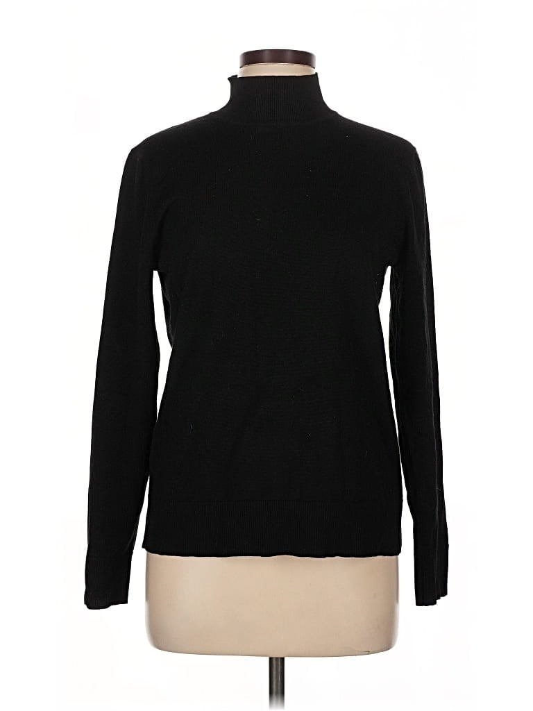 Pre-owned Cable & Gauge Long Sleeve Top Black Turtleneck Tops