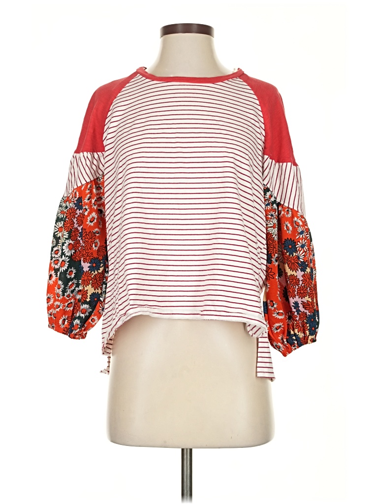 Pre-owned Umgee 3/4 Sleeve Top Red Boatneck Tops