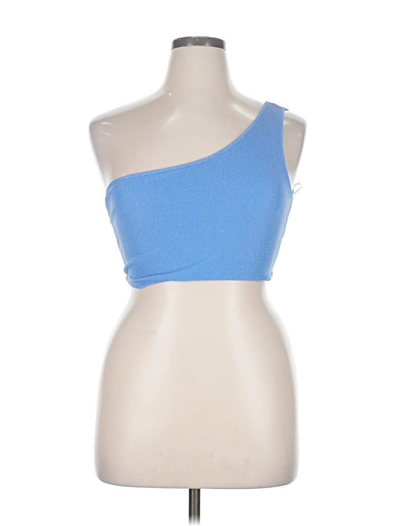 Pre-owned Shein Curve Sleeveless Top Blue One Shoulder Neckline Tops