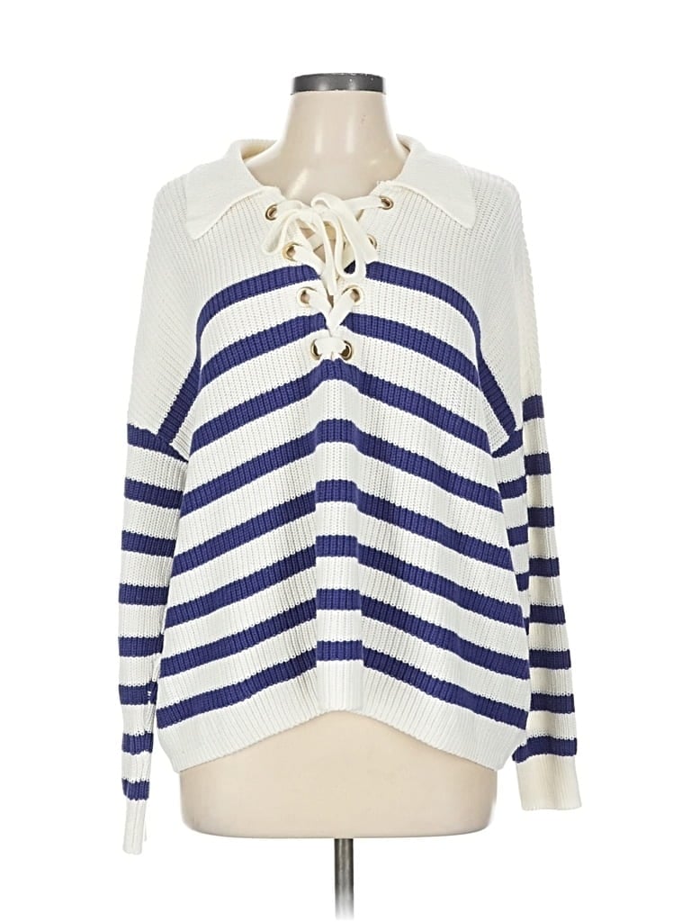 Pre-owned Ann Taylor Loft Pullover Sweater In White