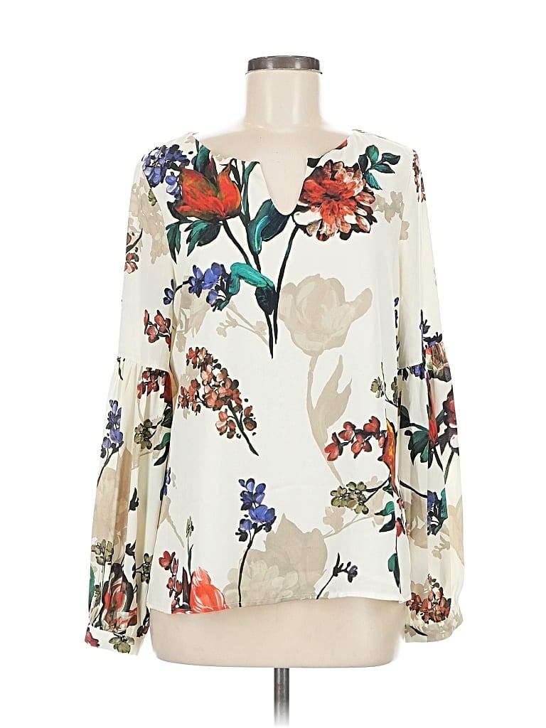 Pre-owned Express Long Sleeve Blouse In White