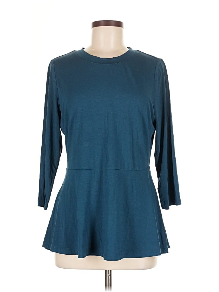 Pre-owned Isaac Mizrahi Live 3/4 Sleeve T-shirt In Blue