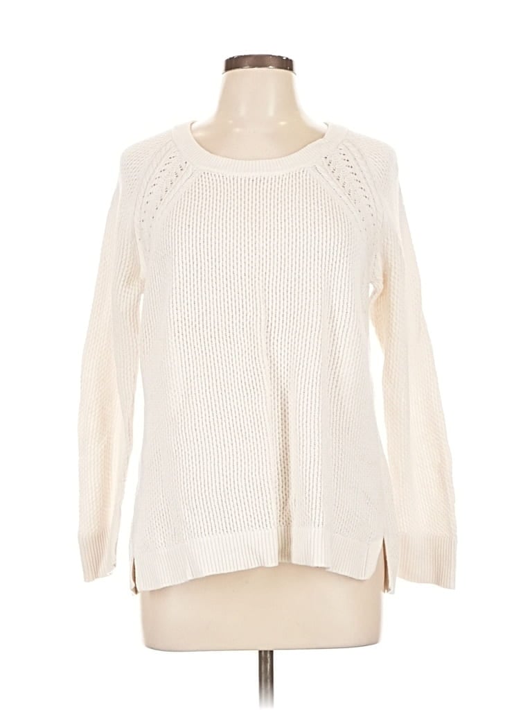 Pre-owned Ann Taylor Loft Pullover Sweater In White