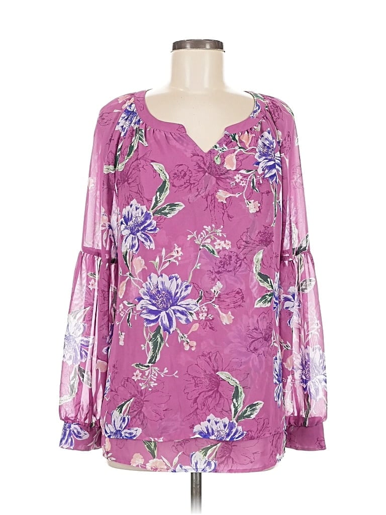Pre-owned Style & Co Long Sleeve Blouse In Purple