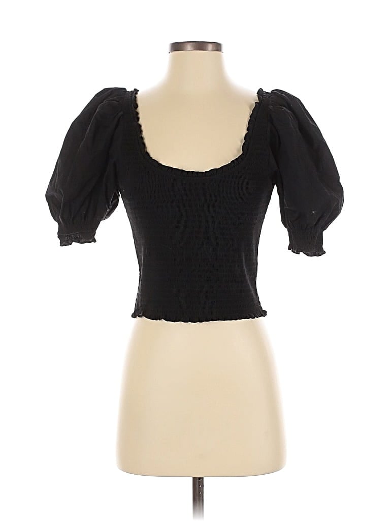 Pre-owned Hill House Short Sleeve Top Black Sweetheart Neckline Tops