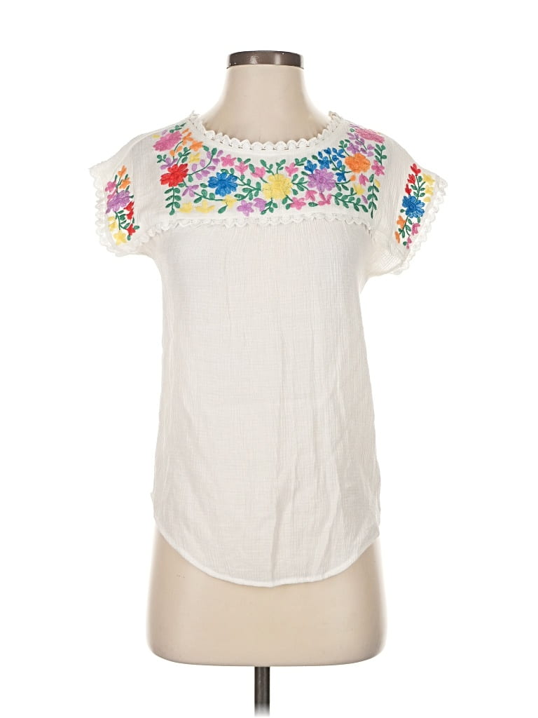 Pre-owned Blu Pepper Short Sleeve Top White Cold Shoulder Neckline Tops