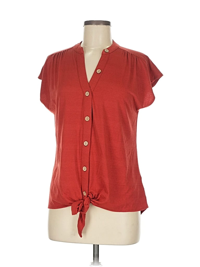 Pre-owned Fortune + Ivy Short Sleeve Blouse In Red