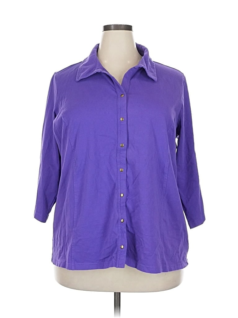 Pre-owned D&co. 3/4 Sleeve Button Down Shirt In Purple