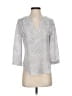 Ellie Kai 100% Silk Silver 3/4 Sleeve Silk Top Size 00 - photo 1
