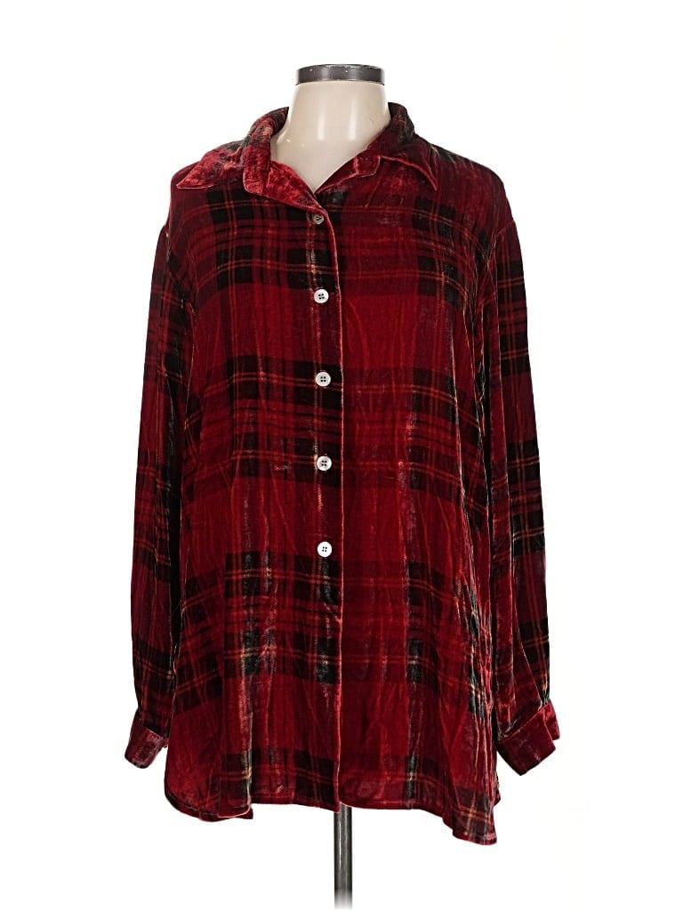 Pre-owned Coldwater Creek Long Sleeve Button Down Shirt In Red