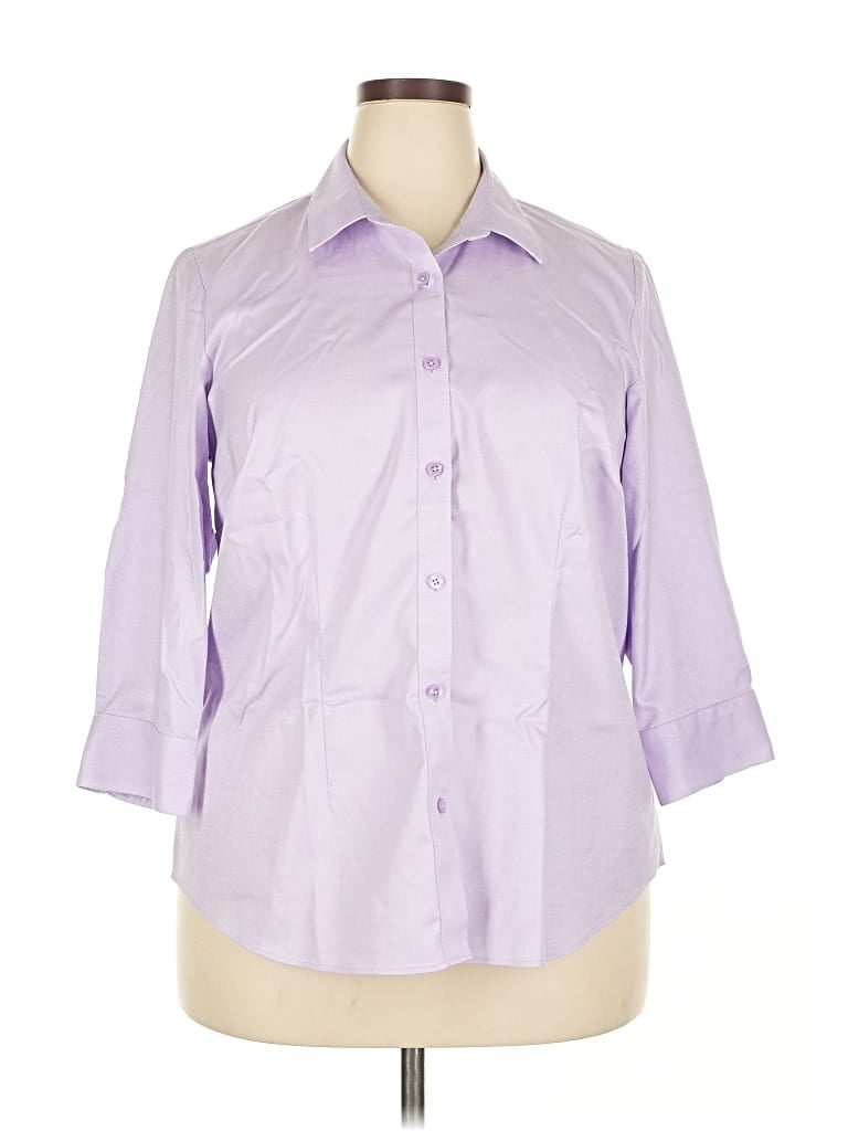 COLDWATER CREEK Pre-owned 3/4 Sleeve Button Down Shirt In Purple