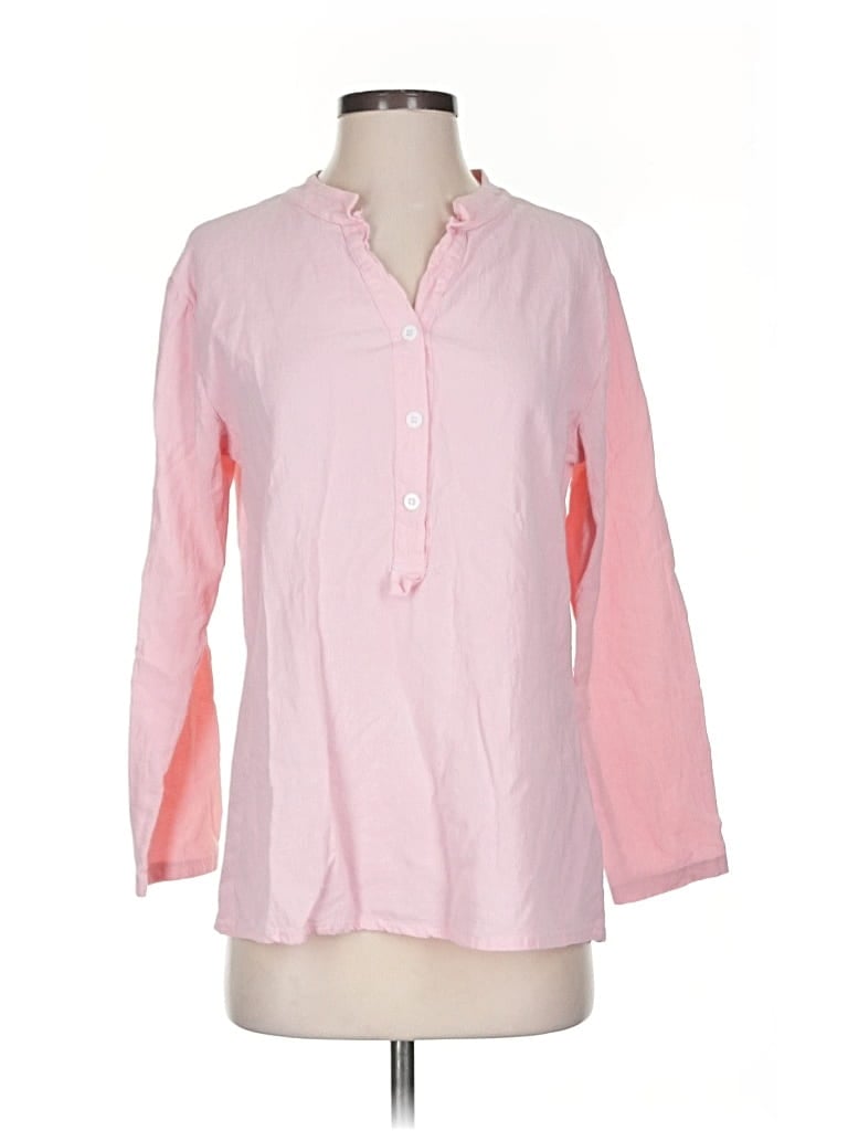 Pre-owned Unbranded 3/4 Sleeve Button Down Shirt In Pink
