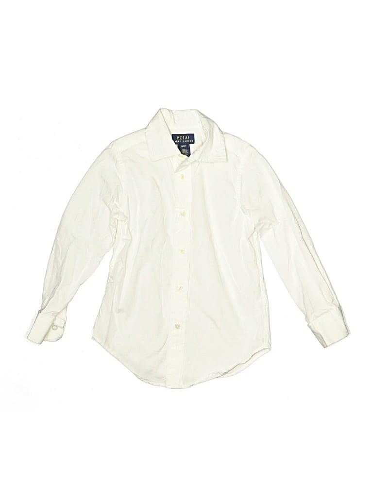 Pre-owned Polo By Ralph Lauren Kids' Long Sleeve Button Down Shirt In White