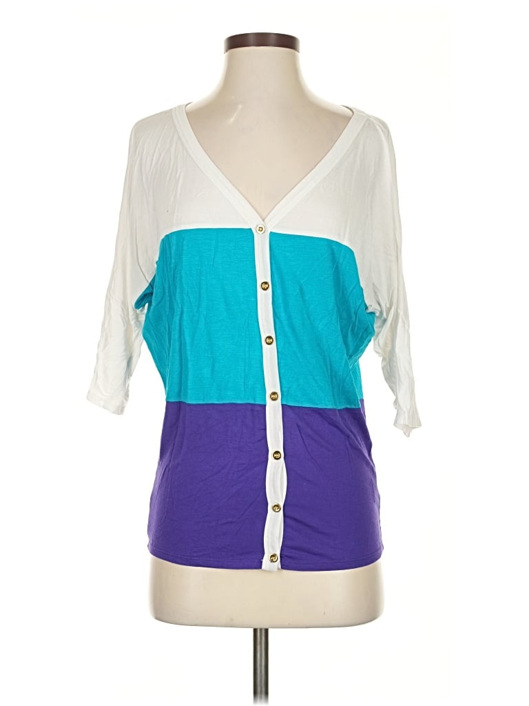 Pre-owned Bebe 3/4 Sleeve Blouse In Purple