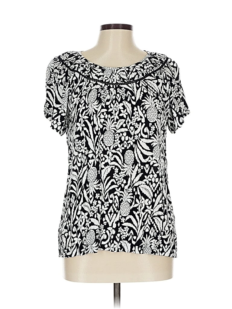 Pre-owned Ann Taylor Loft Short Sleeve Blouse In Black