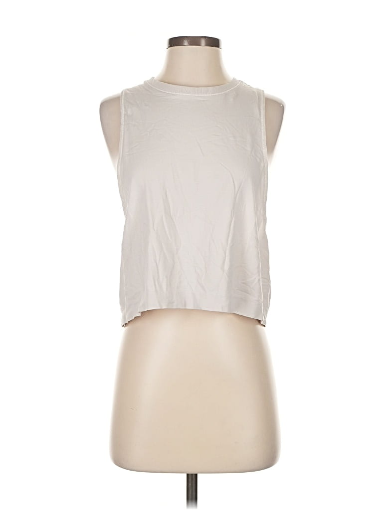 Pre-owned Athleta Sleeveless T-shirt In White