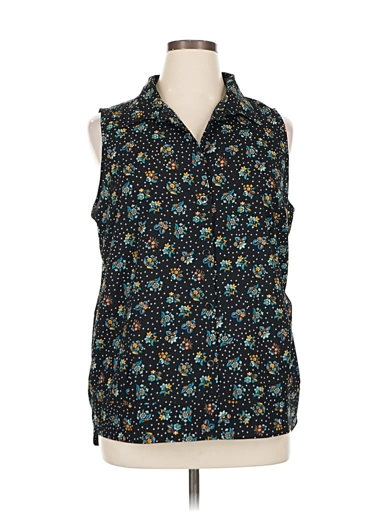 Pre-owned Cabi Sleeveless Button Down Shirt In Blue