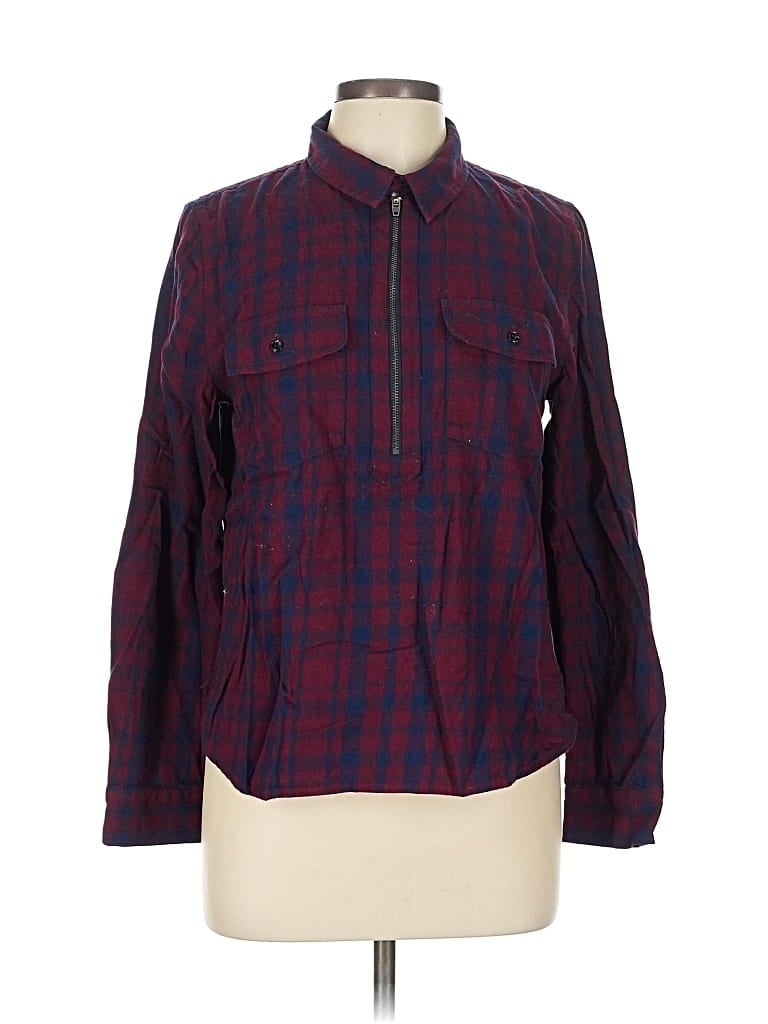 Pre-owned Madewell Long Sleeve Blouse In Burgundy