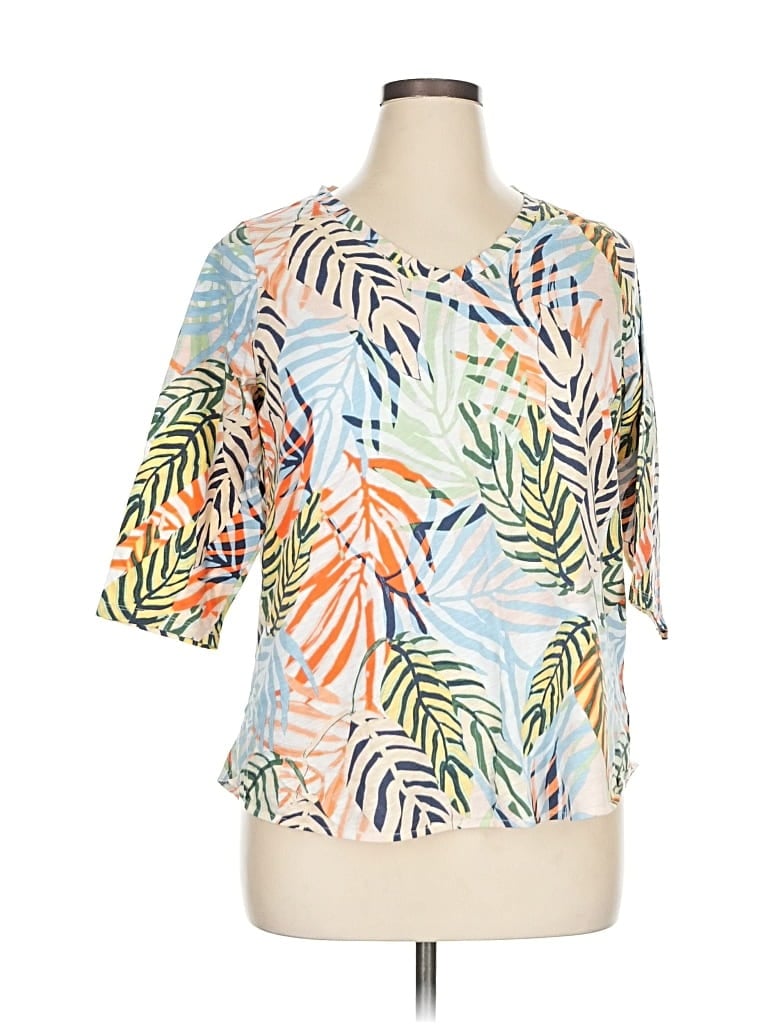 Pre-owned Tahari Short Sleeve Blouse In Orange