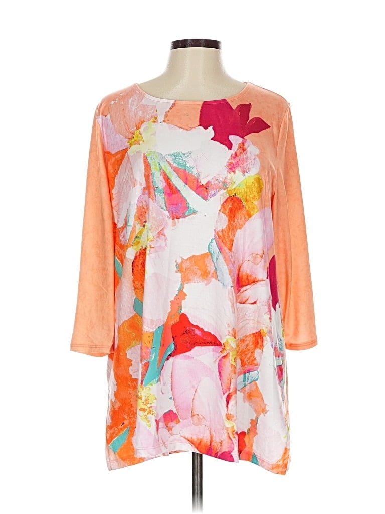 Pre-owned Zenergy By Chico's 3/4 Sleeve Blouse In Orange