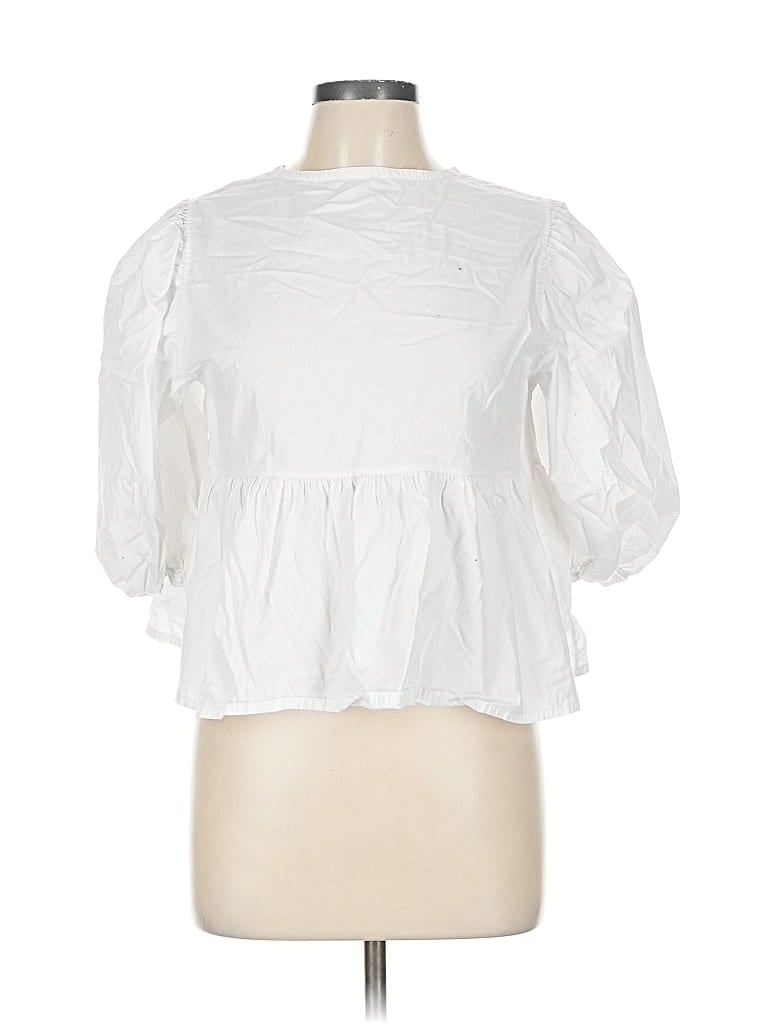 Pre-owned Unbranded 3/4 Sleeve Blouse In White