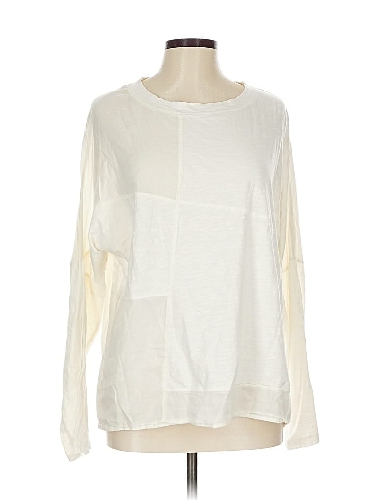 Pre-owned Sundance Long Sleeve Top White Crew Neck Tops