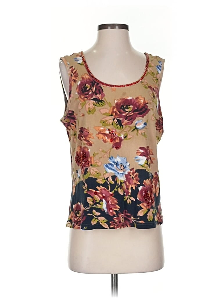 Pre-owned White Stag Tank Top Tan Strapless Neckline Tops In Brown