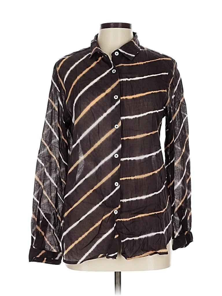 Pre-owned Assorted Brands Long Sleeve Button Down Shirt In Brown