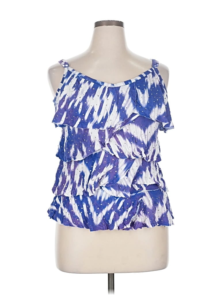 Pre-owned Inc International Concepts Sleeveless Top Purple Cold Shoulder Neckline Tops
