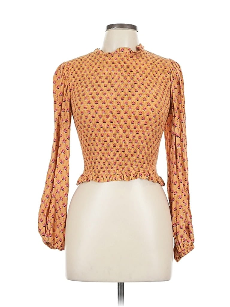 Pre-owned Olivaceous 3/4 Sleeve Blouse In Orange