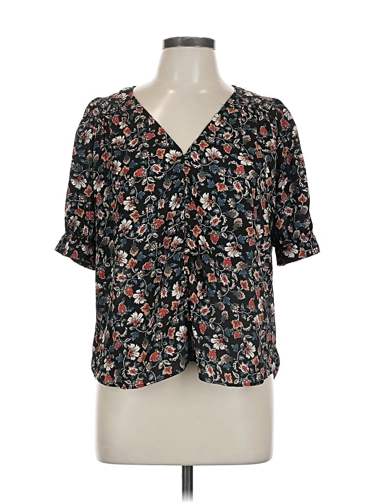 Pre-owned Nine Britton Short Sleeve Blouse In Black