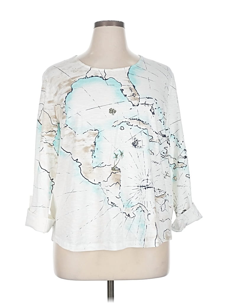 Pre-owned Chico's 3/4 Sleeve Blouse In White