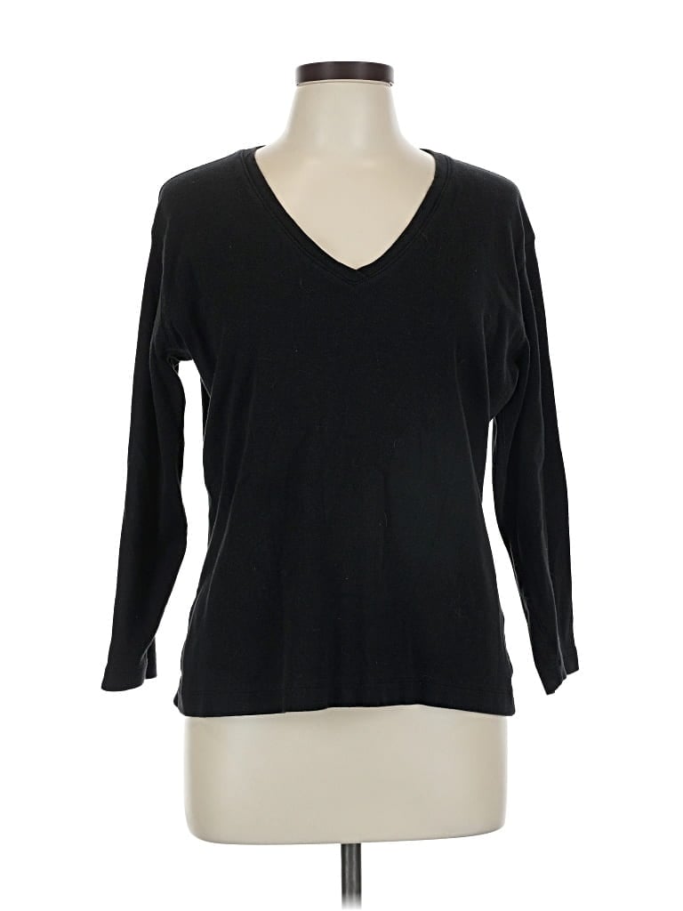 Pre-owned Chico's Design Long Sleeve Top Black V Neck Tops