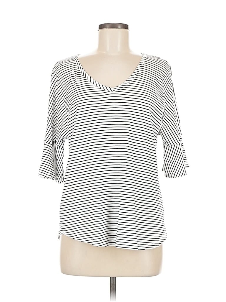 Pre-owned Cabi 3/4 Sleeve Top White Scoop Neck Tops