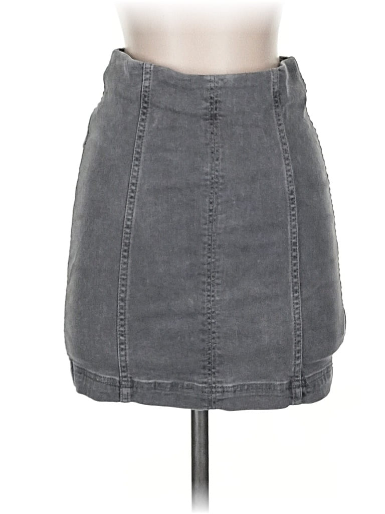 Pre-owned Free People Denim Skirt In Gray