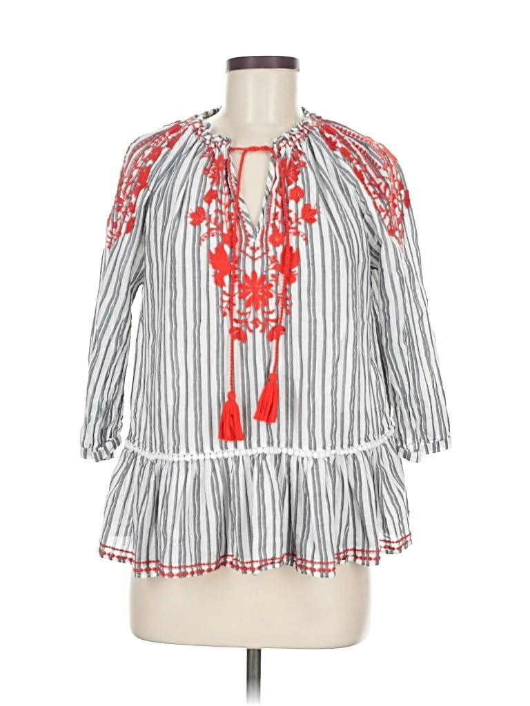 Pre-owned Broome Street Kate Spade New York 3/4 Sleeve Blouse In Gray