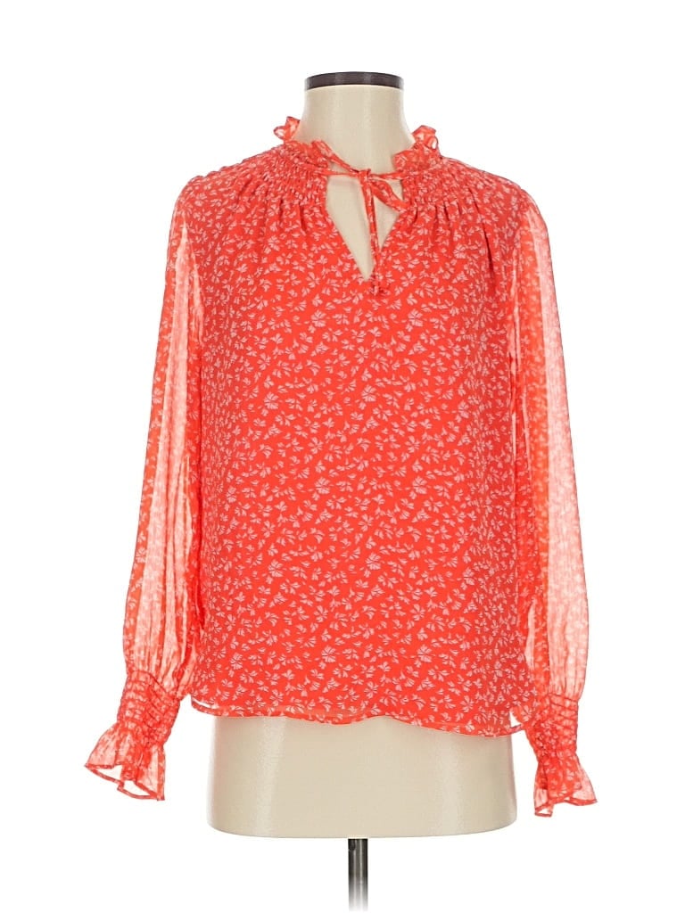 Pre-owned Ann Taylor Loft Long Sleeve Blouse In Red