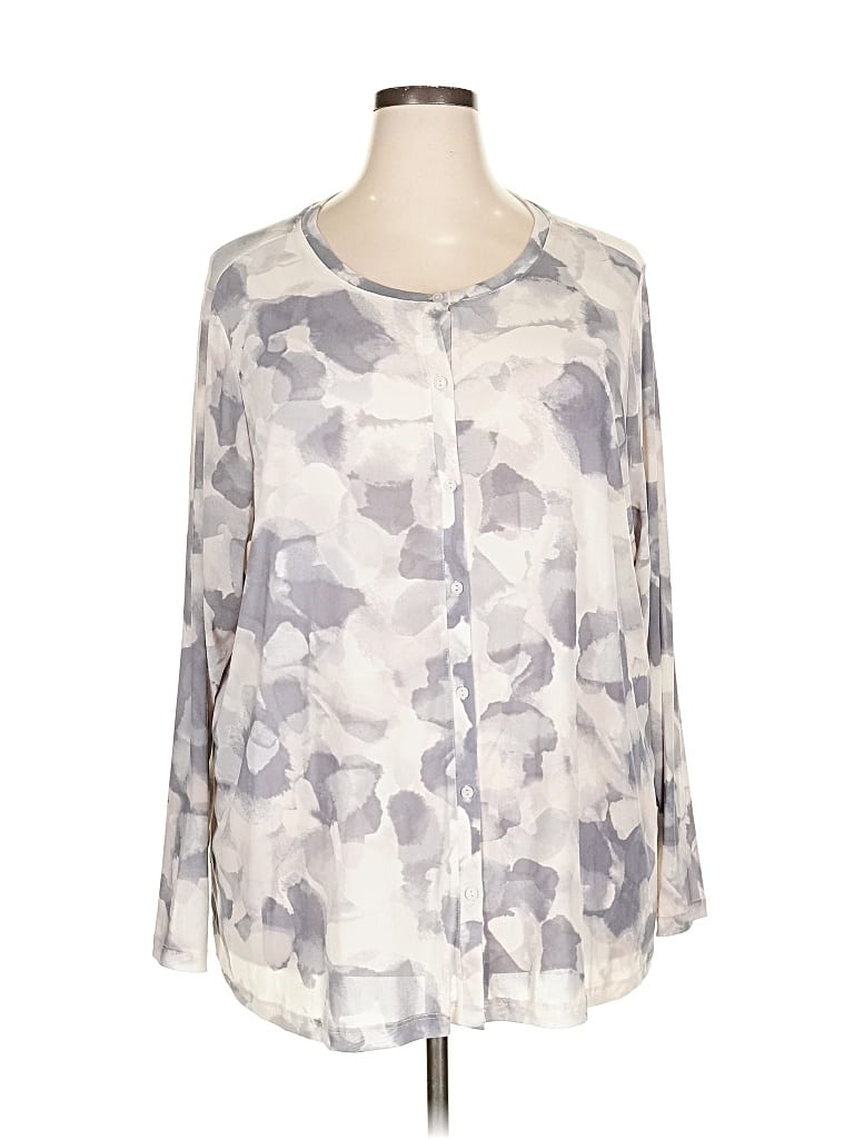 Pre-owned Logo By Lori Goldstein 3/4 Sleeve Blouse In Gray